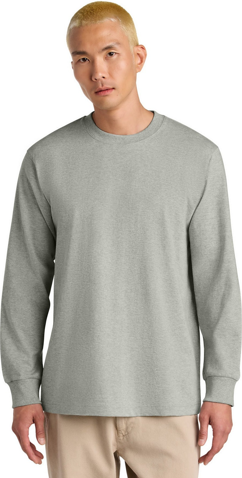 Front View of HthrGrey Stanley/Stella Unisex Freestyler Heavyweight Long Sleeve Tee SXU023