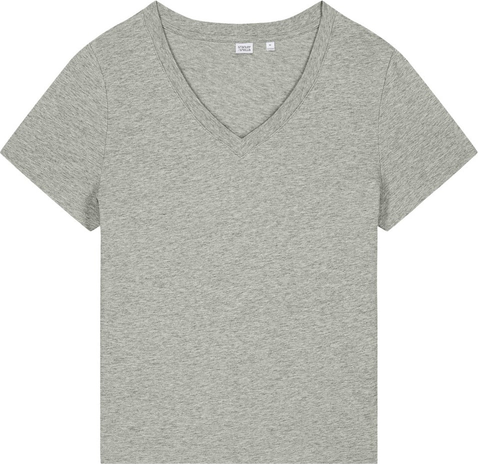 Front View of HthrGrey Stanley/Stella Women's Stella Isla V-Neck Tee SXW032