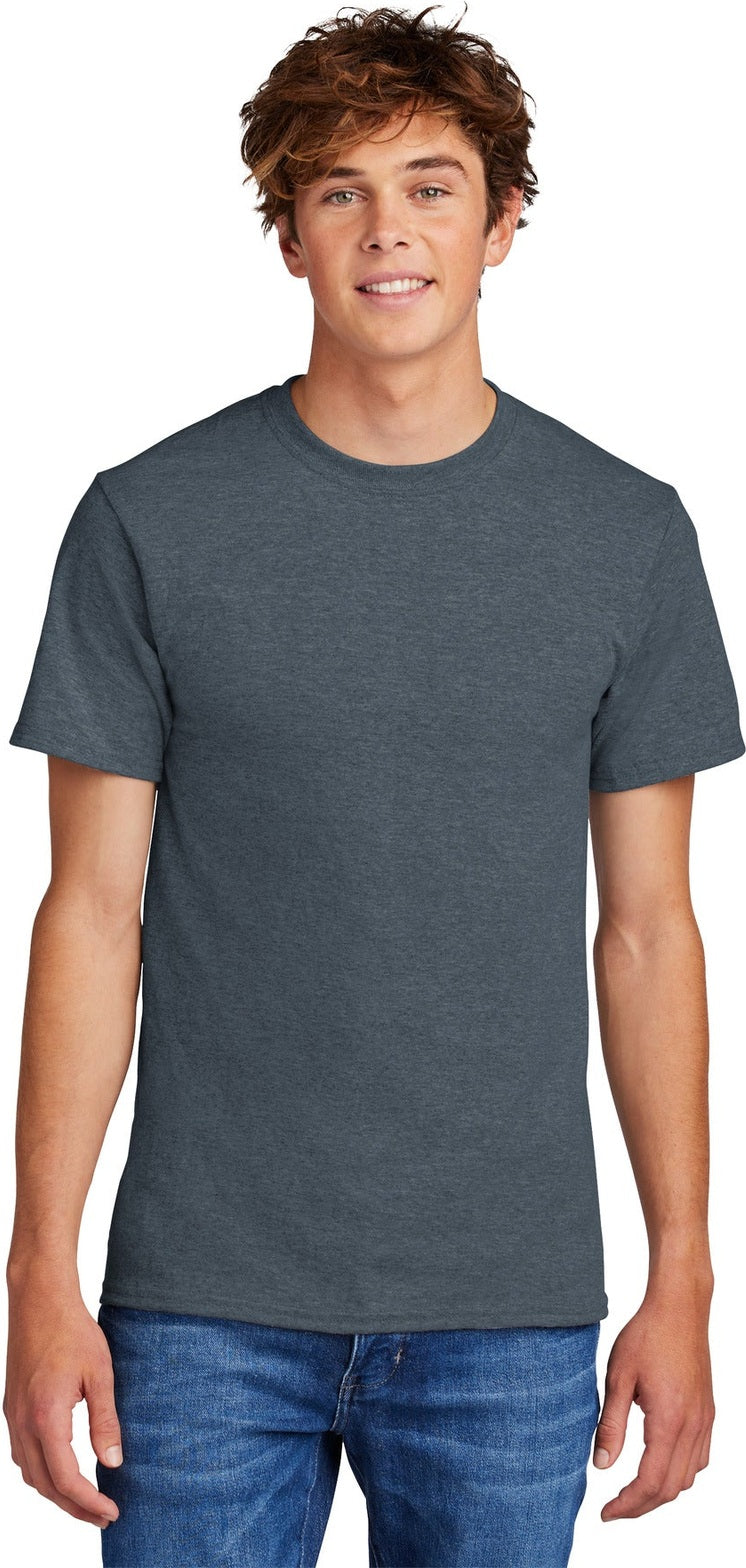 Front View of HthrNavy Port & Co Core Blend Tee. PC55