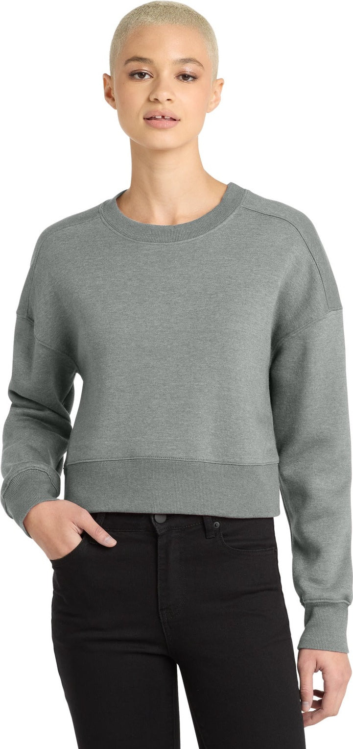 Front View of HtrdSteel District Women's Perfect Weight Fleece Cropped Crew DT1105