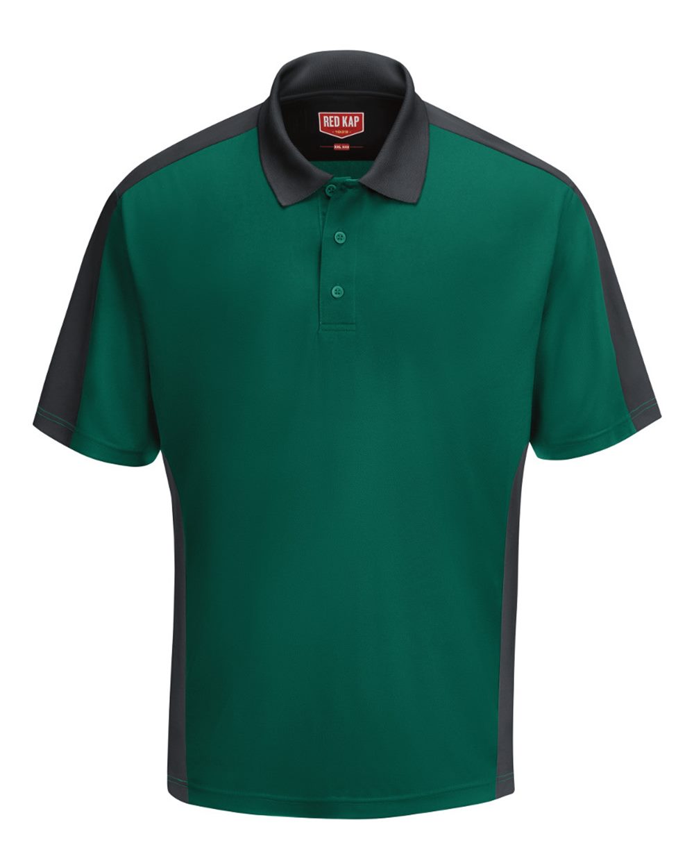 Front View of Hunter Green/ Charcoal Short Sleeve Performance Knit Two Tone Polo - SK54