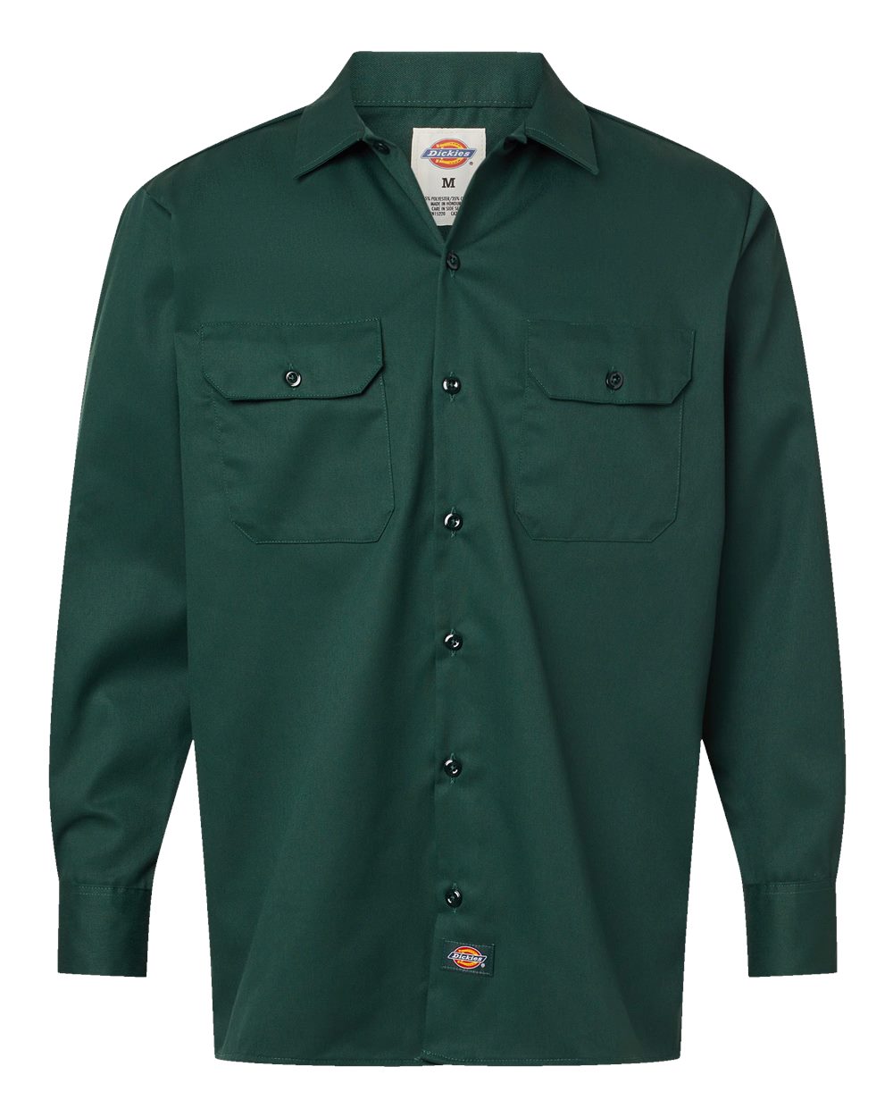 Front View of Hunter Green Long Sleeve Work Shirt - Tall Sizes - 5574T