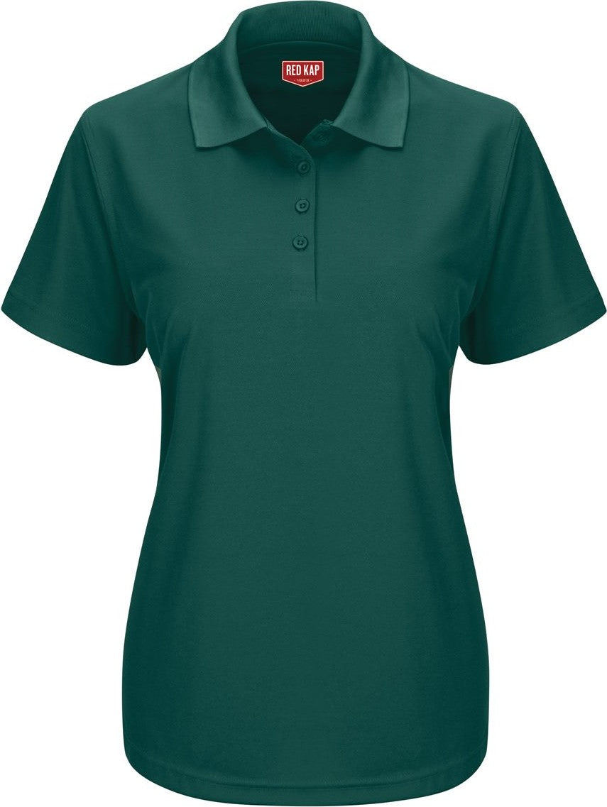 Front View of Hunter Green Women's Short Sleeve Performance Knit Pocketless Core Polo - SK97