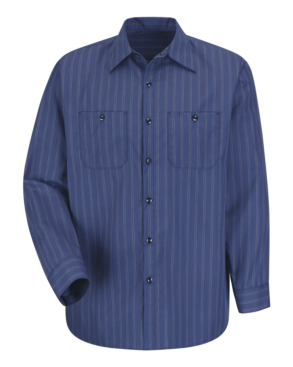 Front View of IC-Blue/ Brown/ white Premium Long Sleeve Work Shirt - Tall Sizes - SP10T