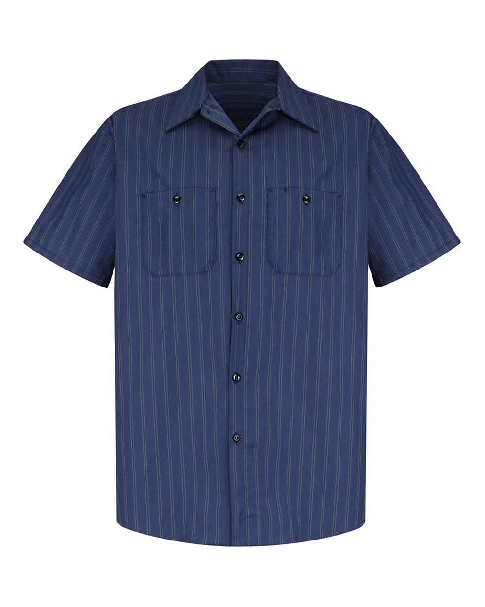 Front View of IC-Blue/ Brown/ white Premium Short Sleeve Work Shirt - SP20