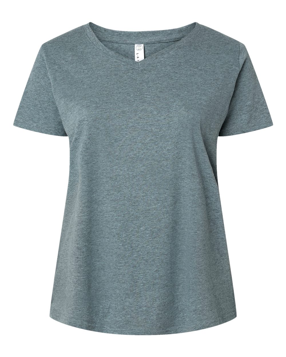 Front View of Ice Blackout Curvy Collection Women's Fine Jersey V-Neck Tee - 3817