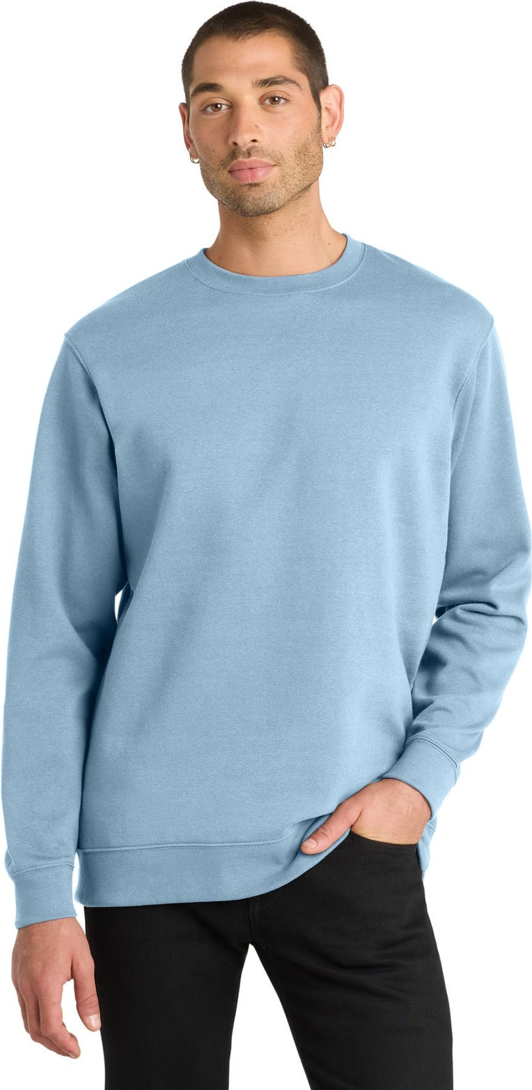 Front View of Ice Blue District V.I.T. Fleece Crew DT6104