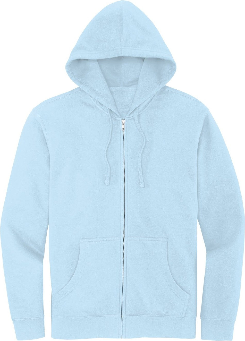 Front View of Ice Blue District V.I.T. Fleece Full-Zip Hoodie DT6102