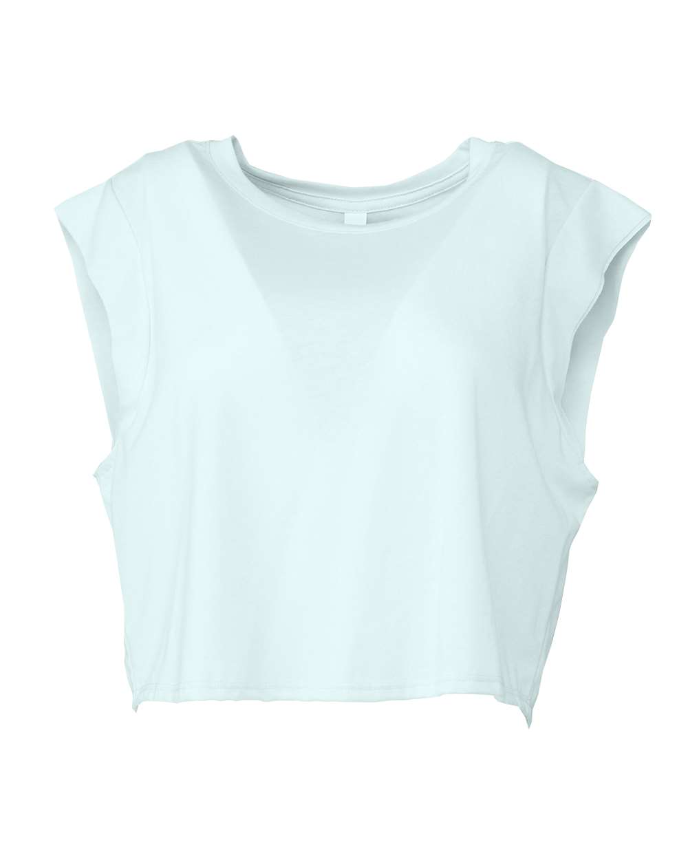Front View of Ice Blue Triblend FWD Fashion Women's Festival Crop Tank - 8483