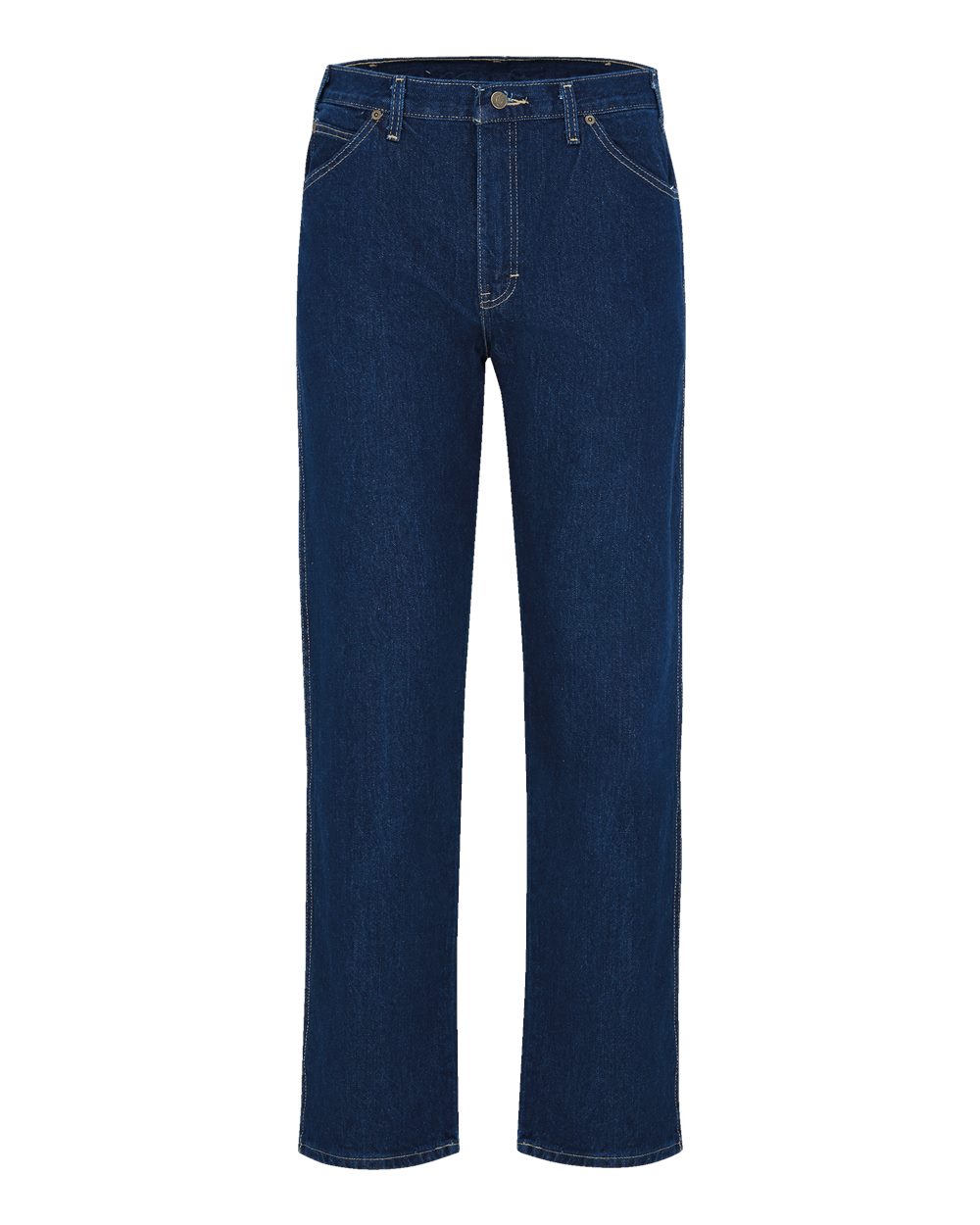 Front View of Indigo Blue - 37 Unhemmed 5-Pocket Jeans - 1329