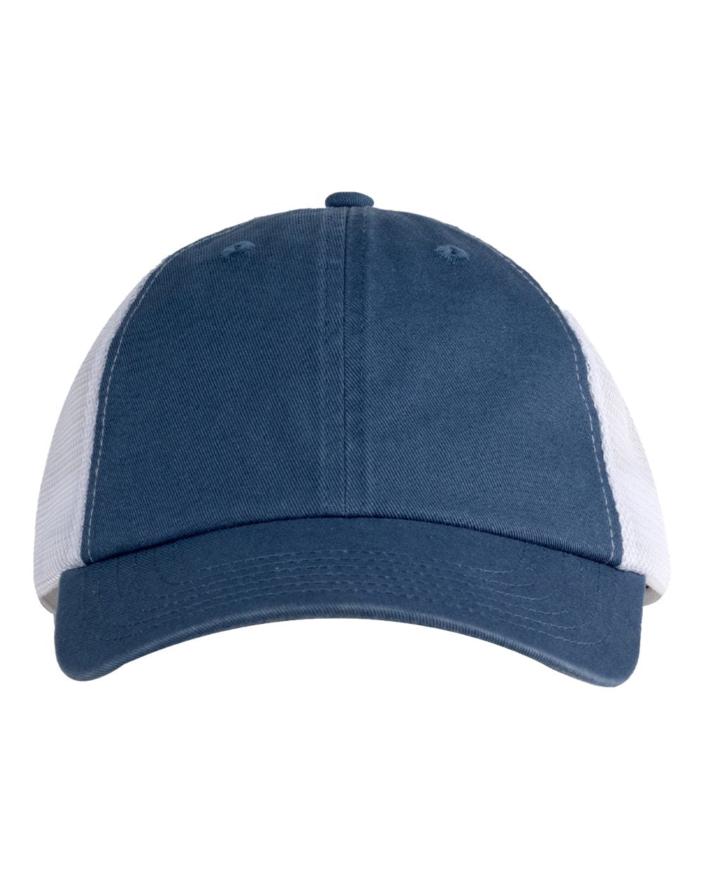 Front View of Indigo/ White Washed Trucker Cap - BA601 plain