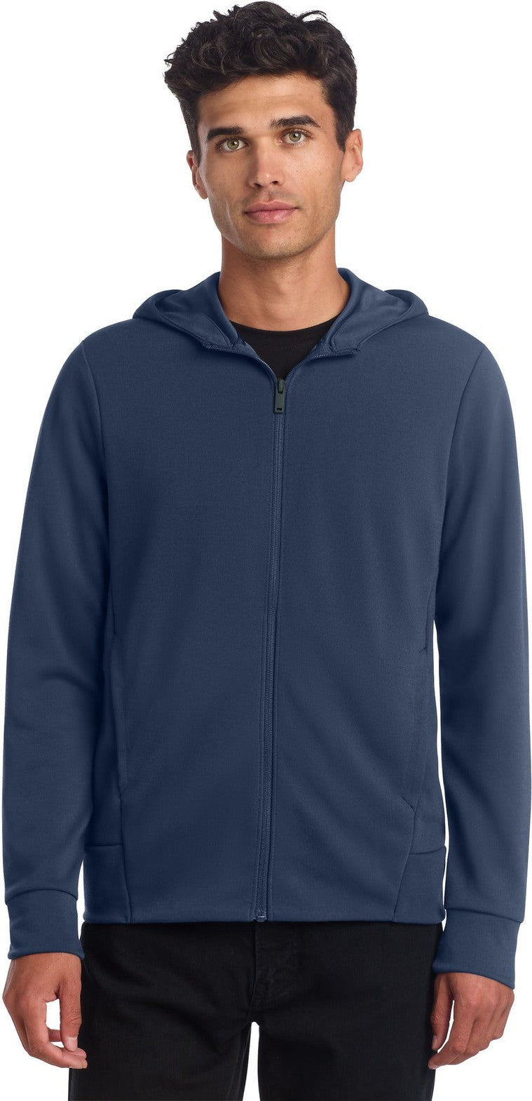 Front View of InsBlue Mercer+Mettle Double-Knit Full-Zip Hoodie MM3002