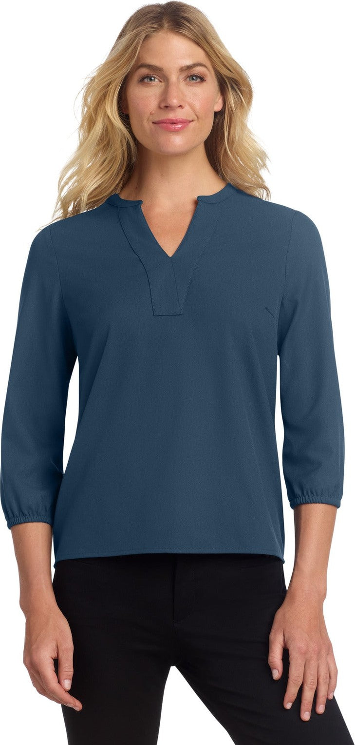 Front View of InsBlue Mercer+Mettle Women's Stretch Crepe 3/4-Sleeve Blouse MM2011