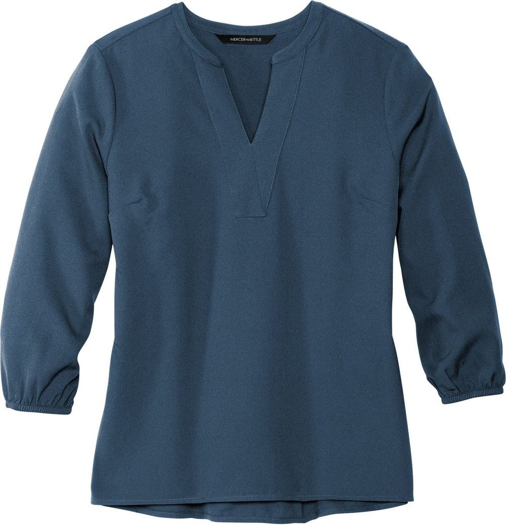 Front View of InsBlue Mercer+Mettle Women's Stretch Crepe 3/4-Sleeve Blouse MM2011