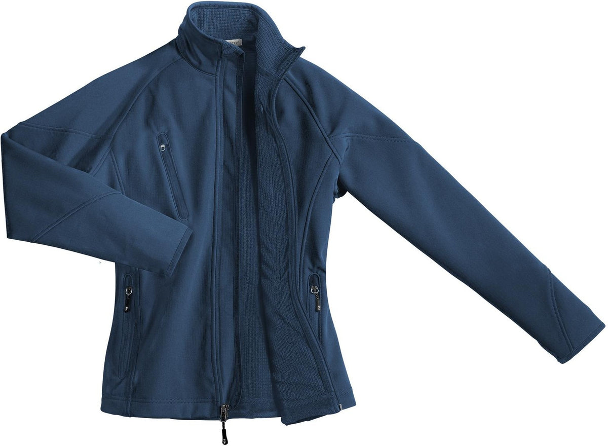 Front View of Insignia Blue Port Authority Women's Textured Soft Shell Jacket. L705