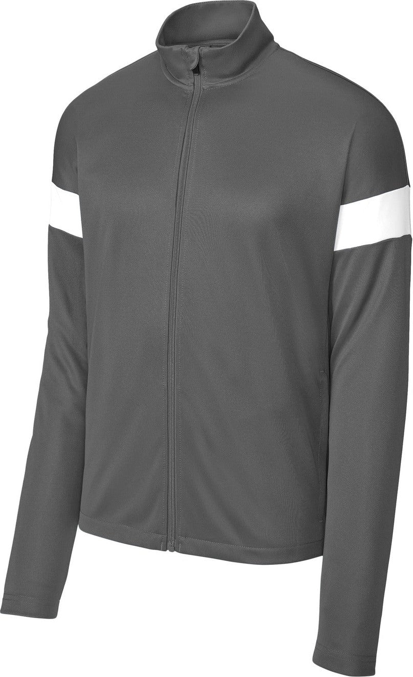 Front View of IrGy/White Sport-Tek Travel Full-Zip Jacket ST800