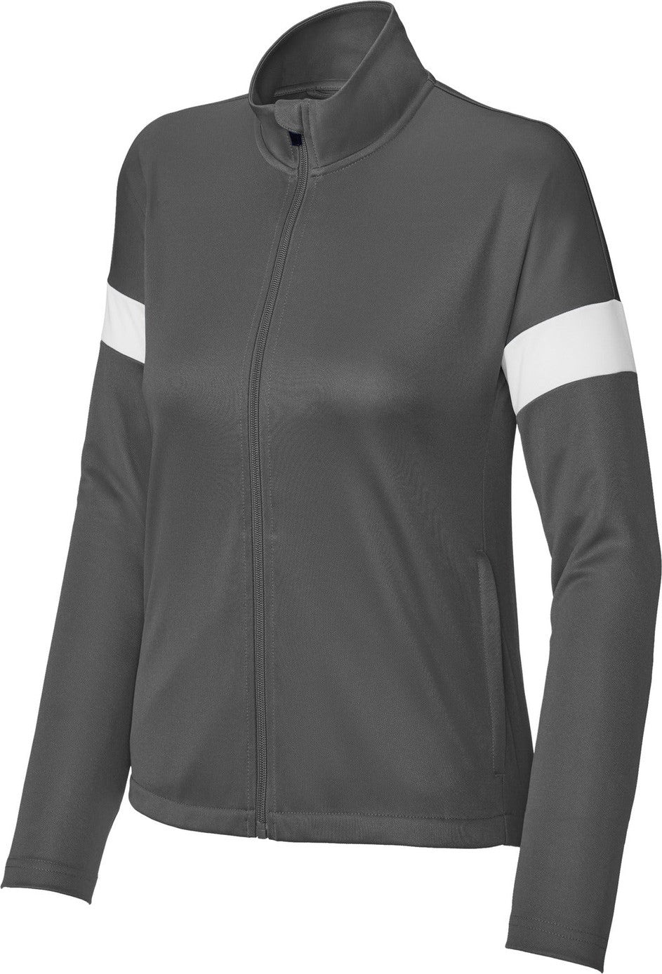 Front View of IrGy/White Sport-Tek Women's Travel Full-Zip Jacket LST800