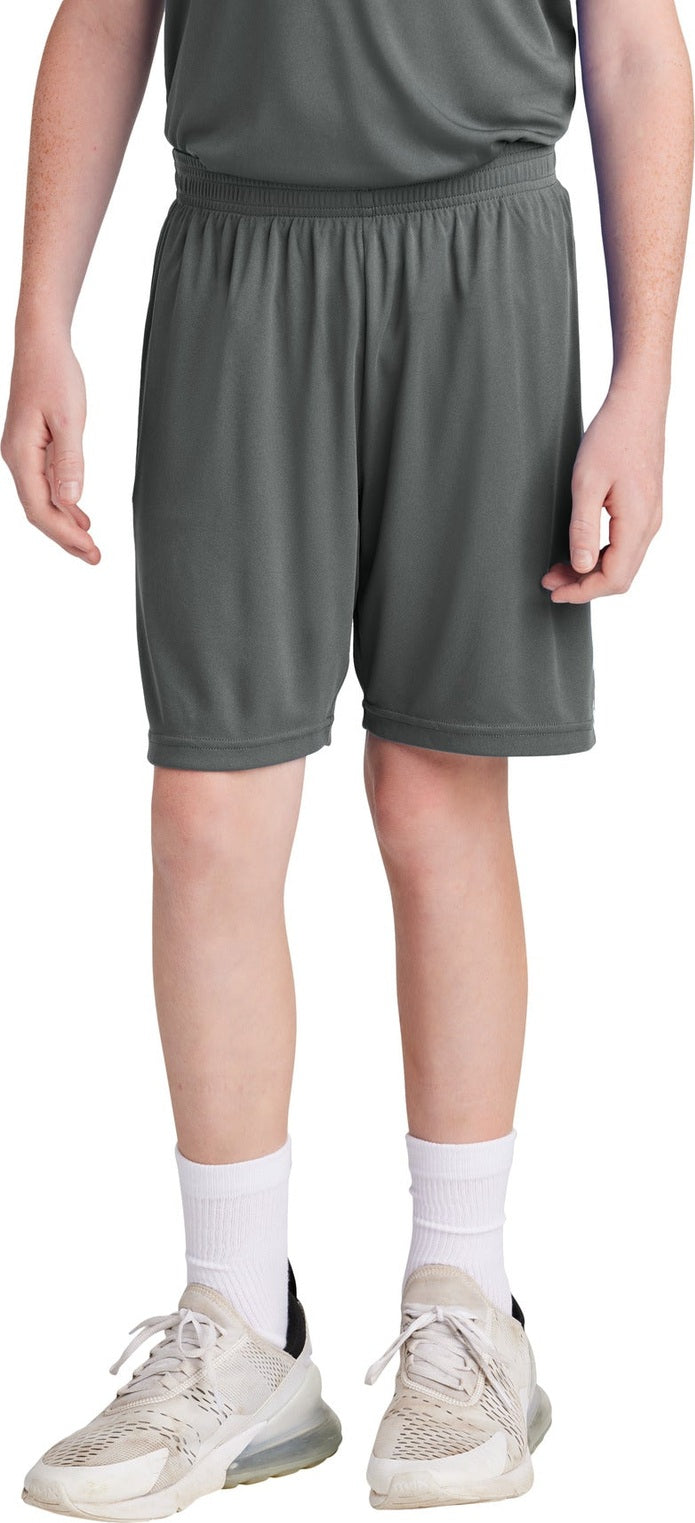 Front View of IrGy/White Sport-Tek Youth Competitor United 5" Short YST103