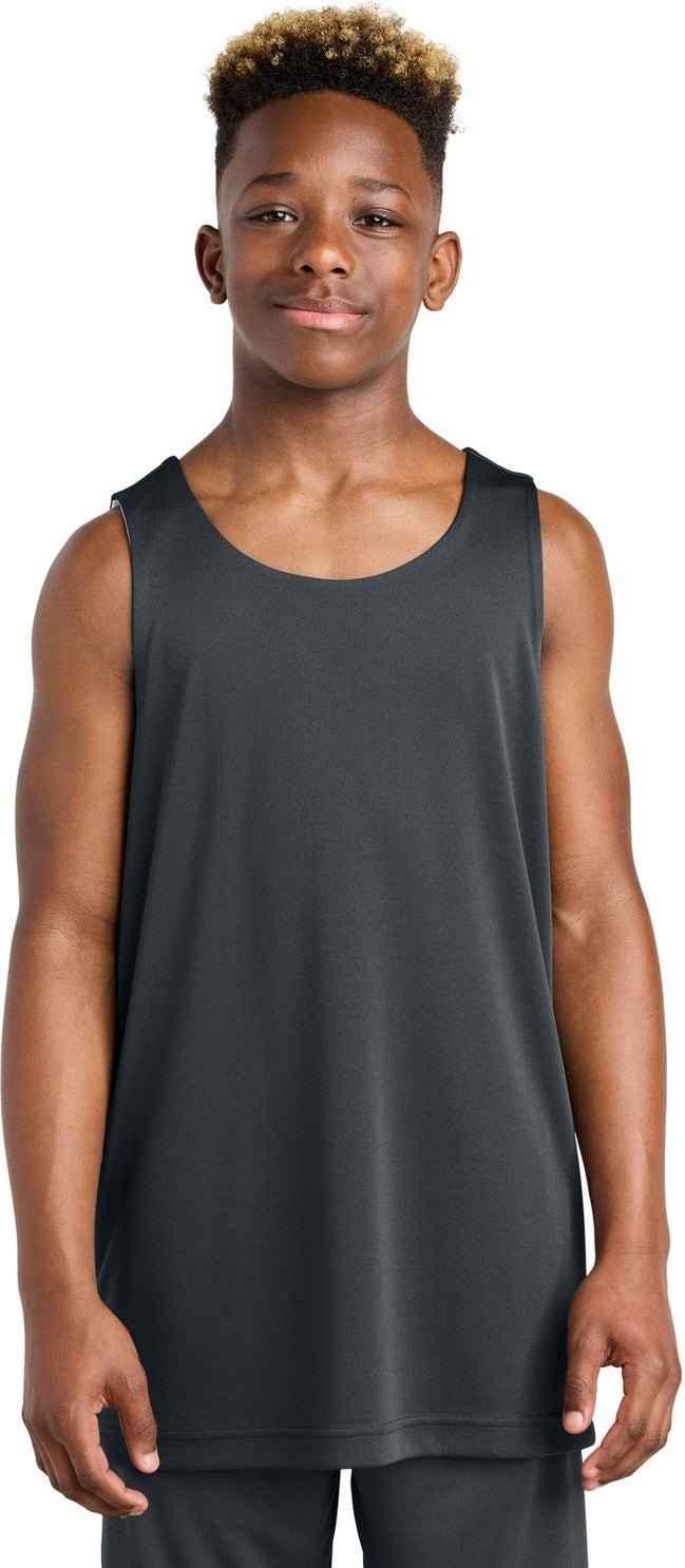 Front View of IrGy/White Sport-Tek Youth PosiCharge Competitor Rev Tank YST551