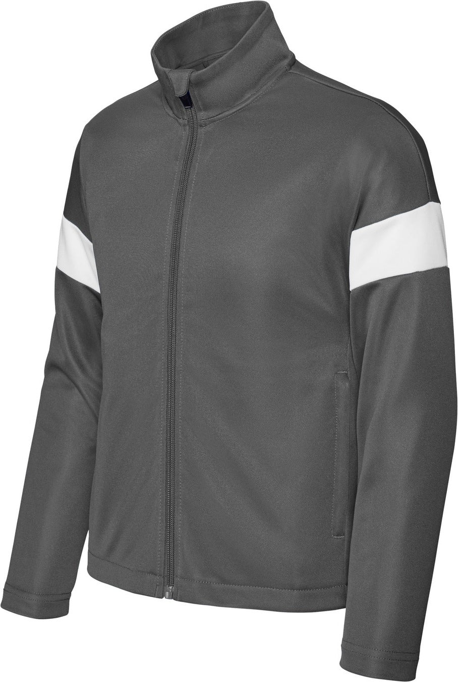 Front View of IrGy/White Sport-Tek Youth Travel Full-Zip Jacket YST800