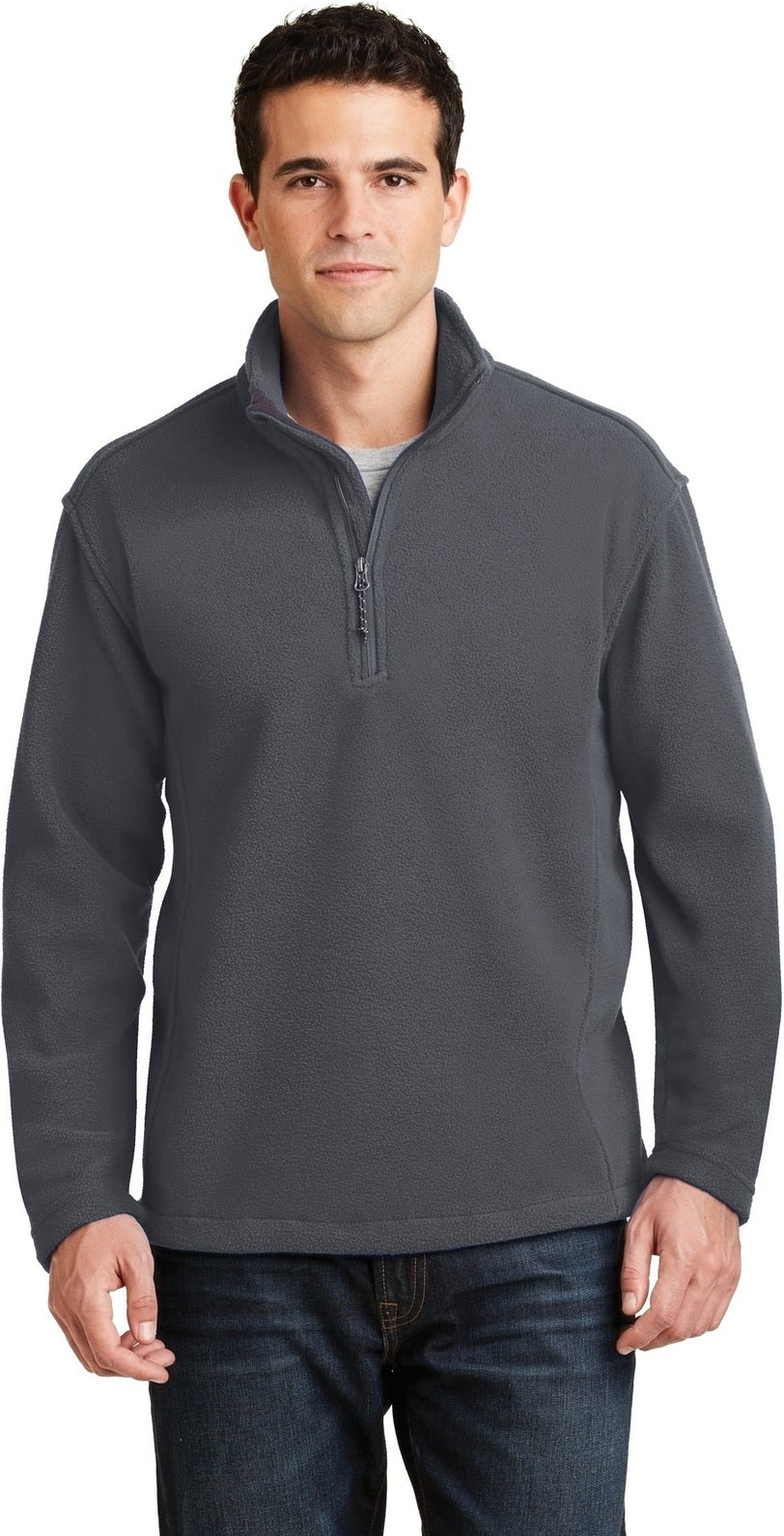 Front View of Iron Grey Port Authority Value Fleece 1/4-Zip Pullover. F218