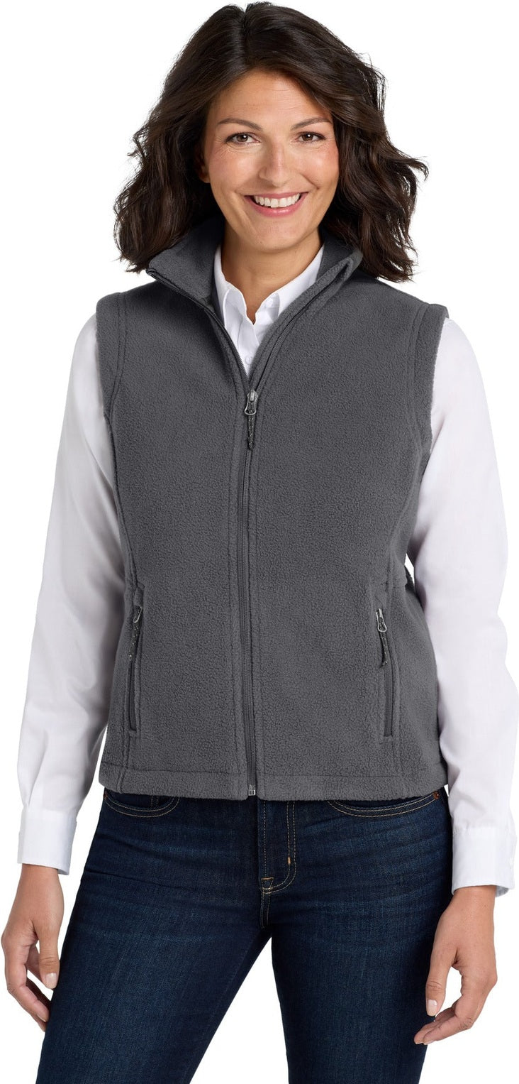 Front View of Iron Grey Port Authority Women's Value Fleece Vest. L219