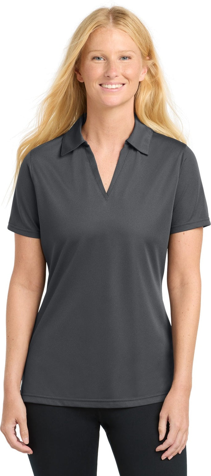 Front View of Iron Grey Sport-Tek Women's PosiCharge Active Textured Polo. LST690