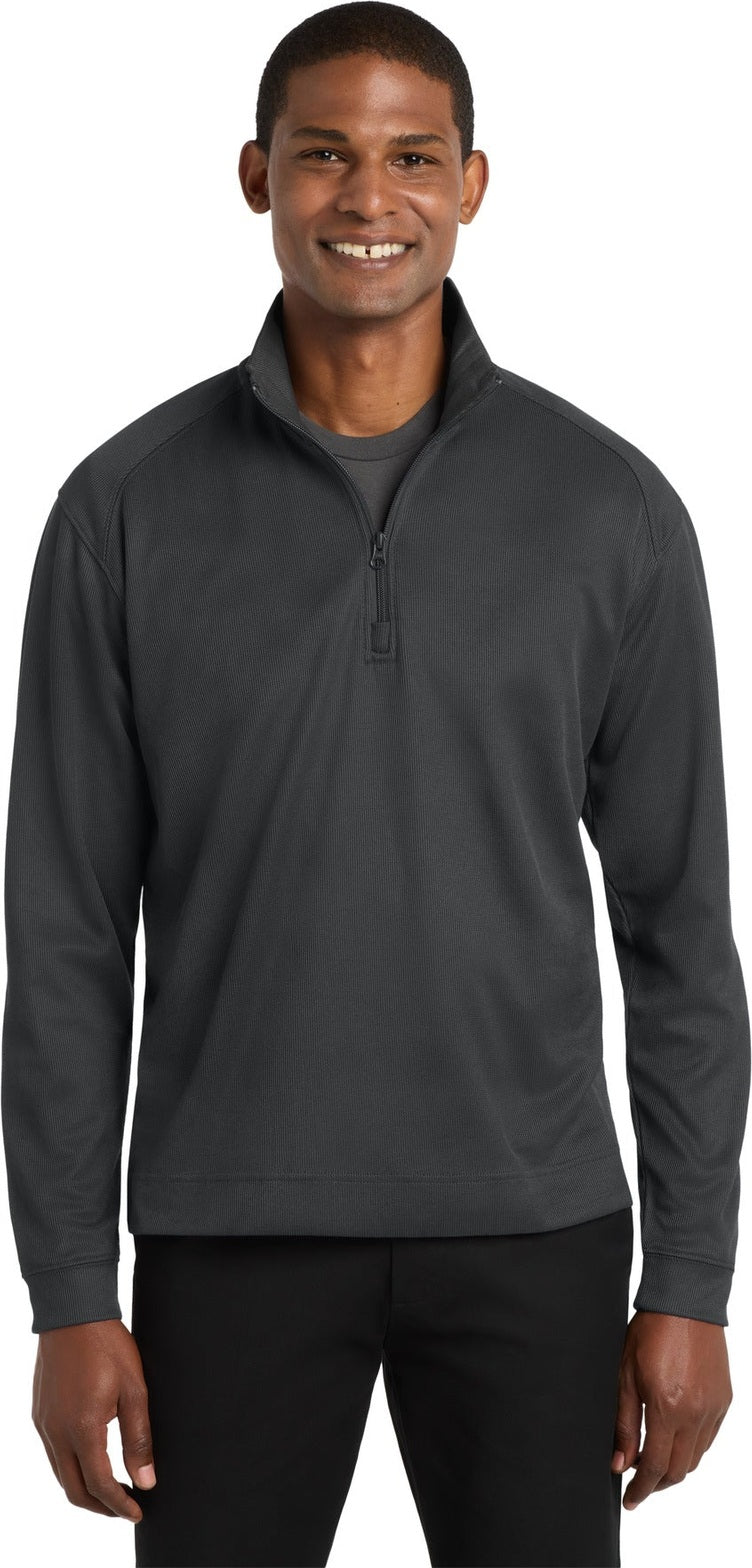 Front View of Iron Gry/Black Port Authority Vertical Texture 1/4-Zip Pullover. K805