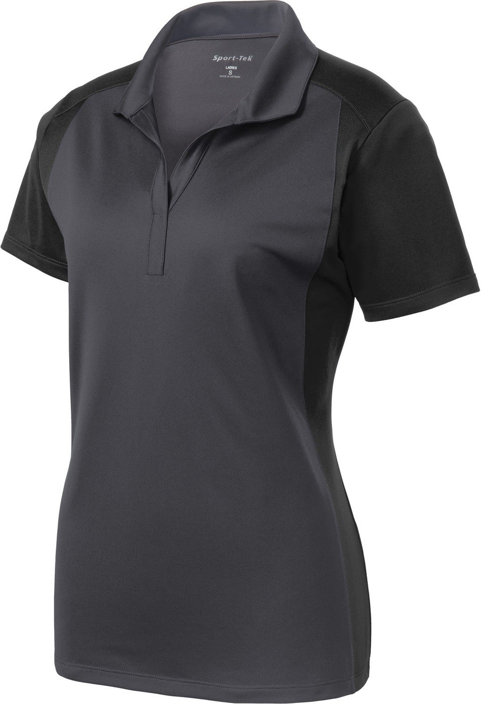 Front View of Iron Gy/Black Sport-Tek Women's Colorblock Micropique Sport-Wick Polo. LST652