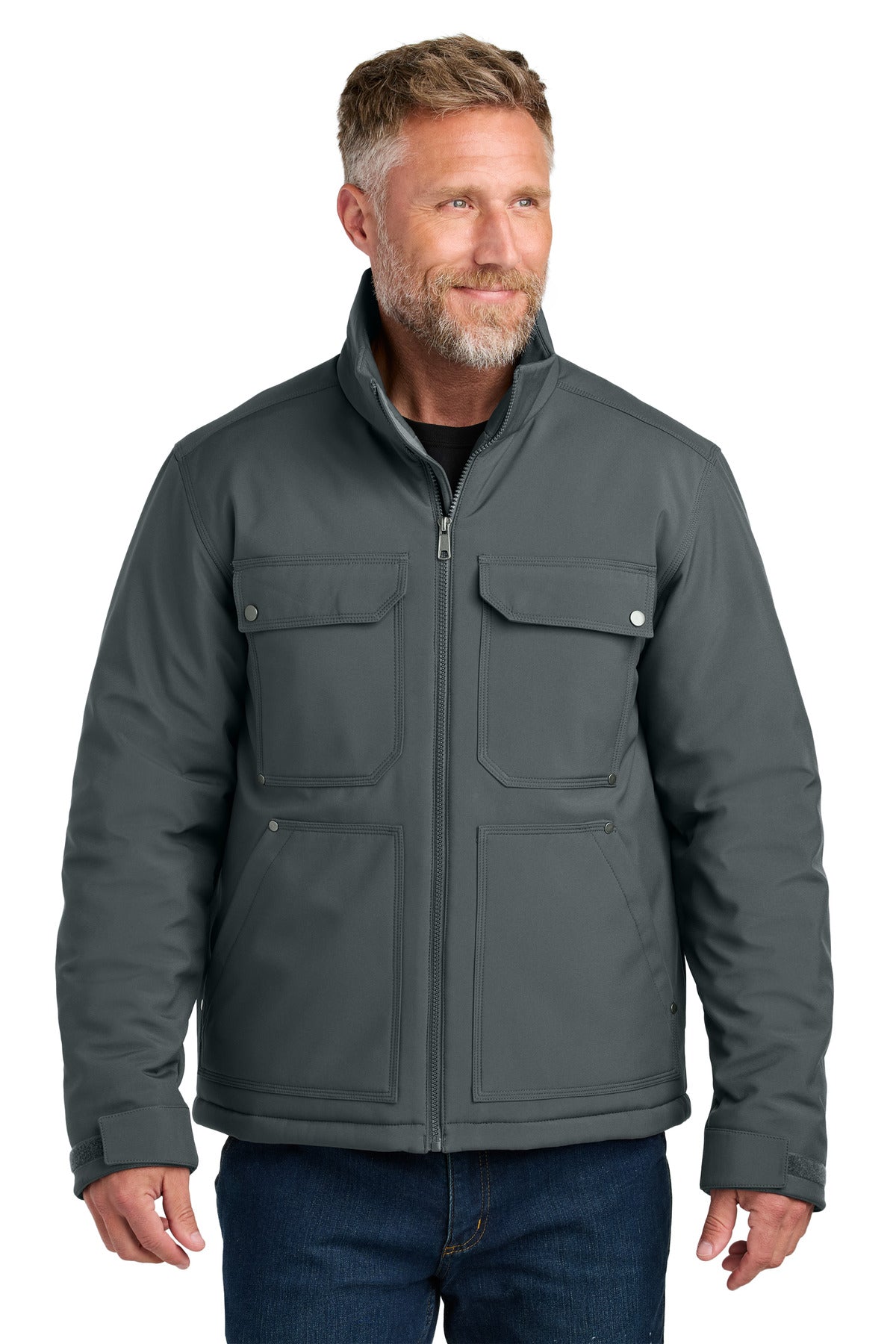Front View of IronGrey CornerStone Insulated Workwear Soft Shell CSJ75