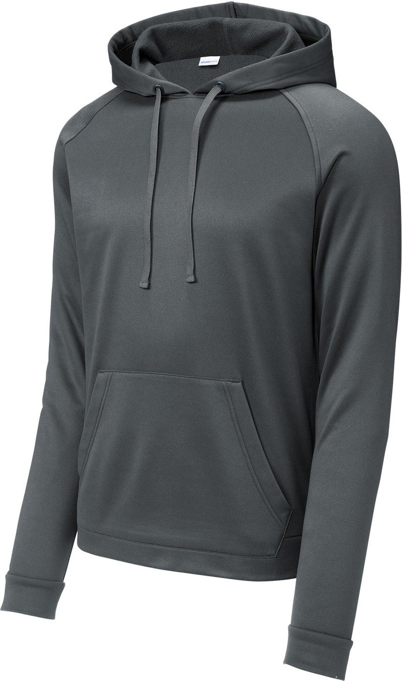 Front View of IronGrey Sport-Tek Re-Compete Fleece Pullover Hoodie ST730