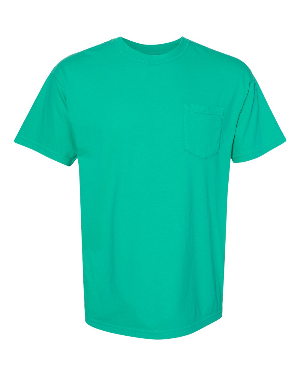 Front View of Island Green Garment-Dyed Heavyweight Pocket T-Shirt - 6030