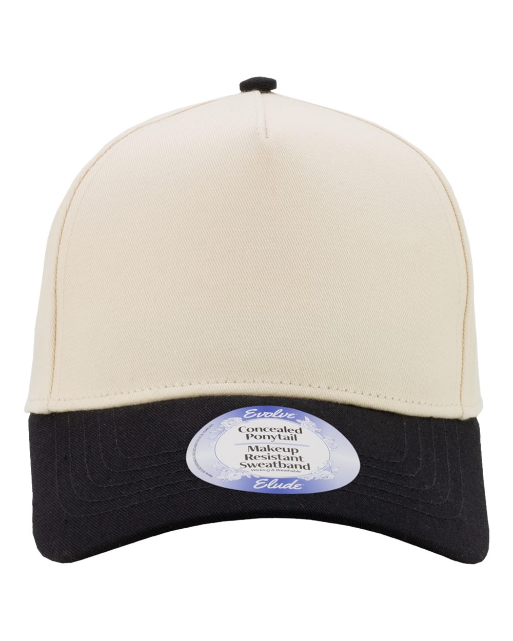 Front View of Ivory/ Black/ Leopard Camo Women's Two-Tone Five-Panel Cap - COLBIE