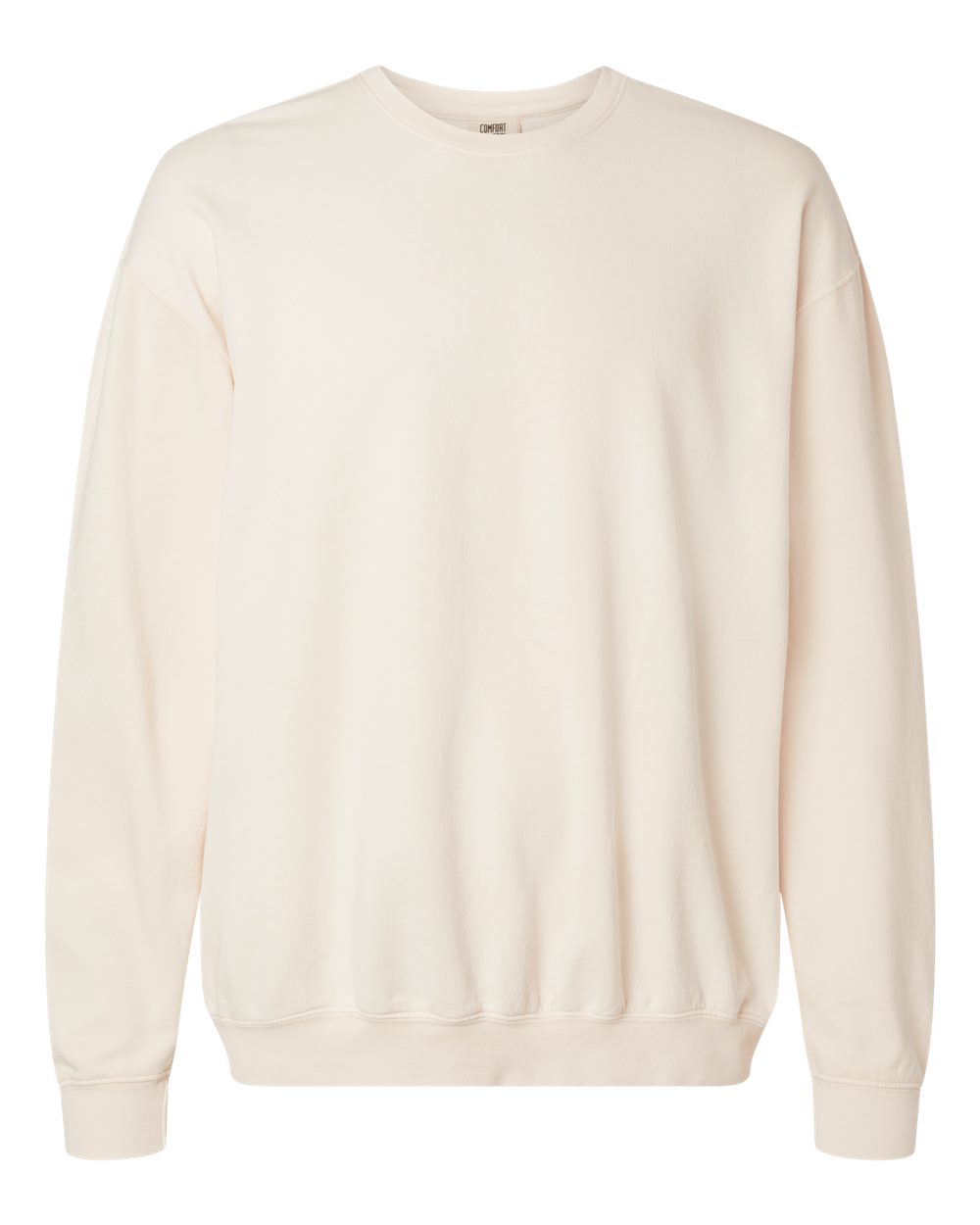 Front View of Ivory Garment-Dyed Lightweight Fleece Crewneck Sweatshirt - 1466