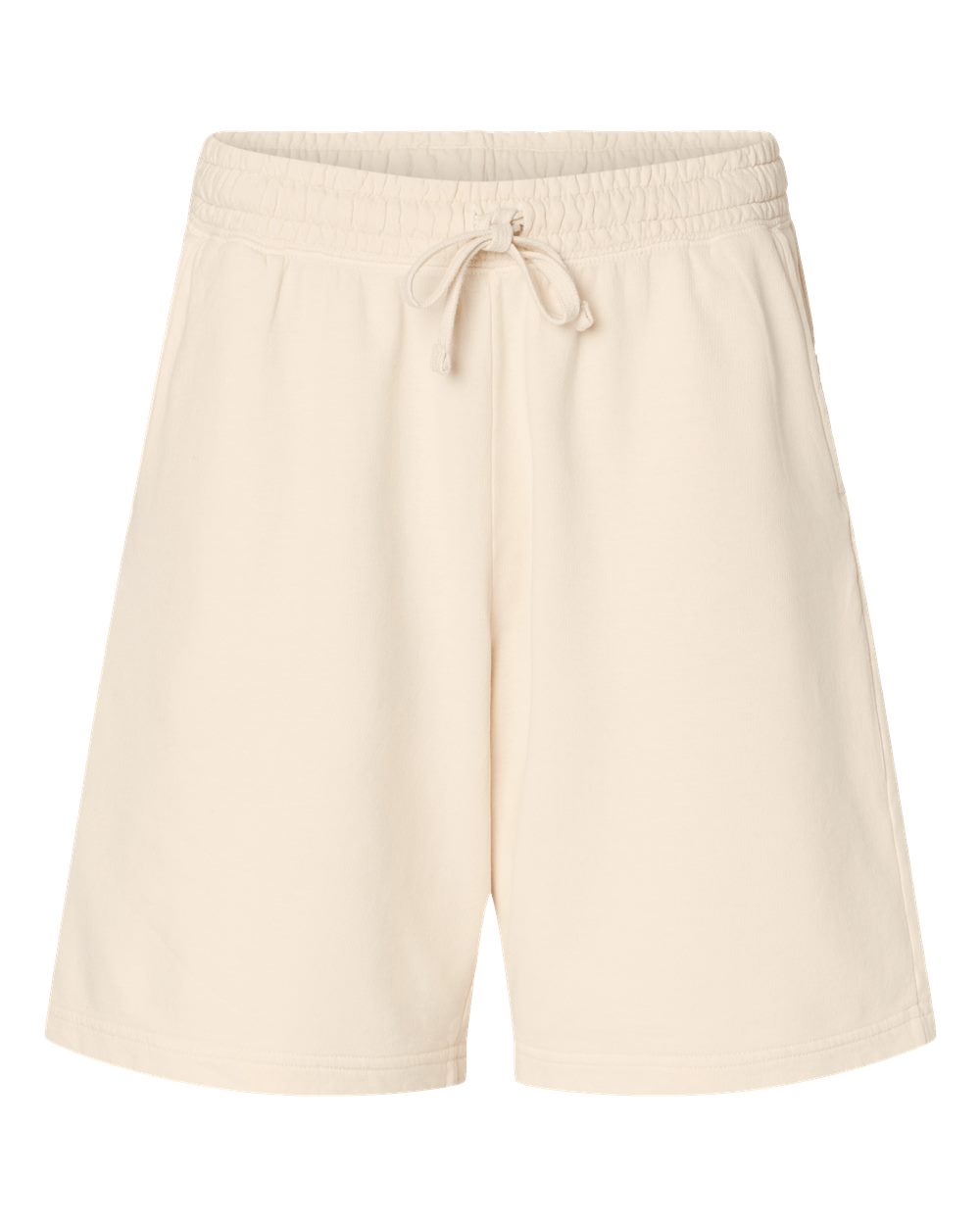 Front View of Ivory Garment-Dyed Lightweight Fleece Sweat Shorts - 1468
