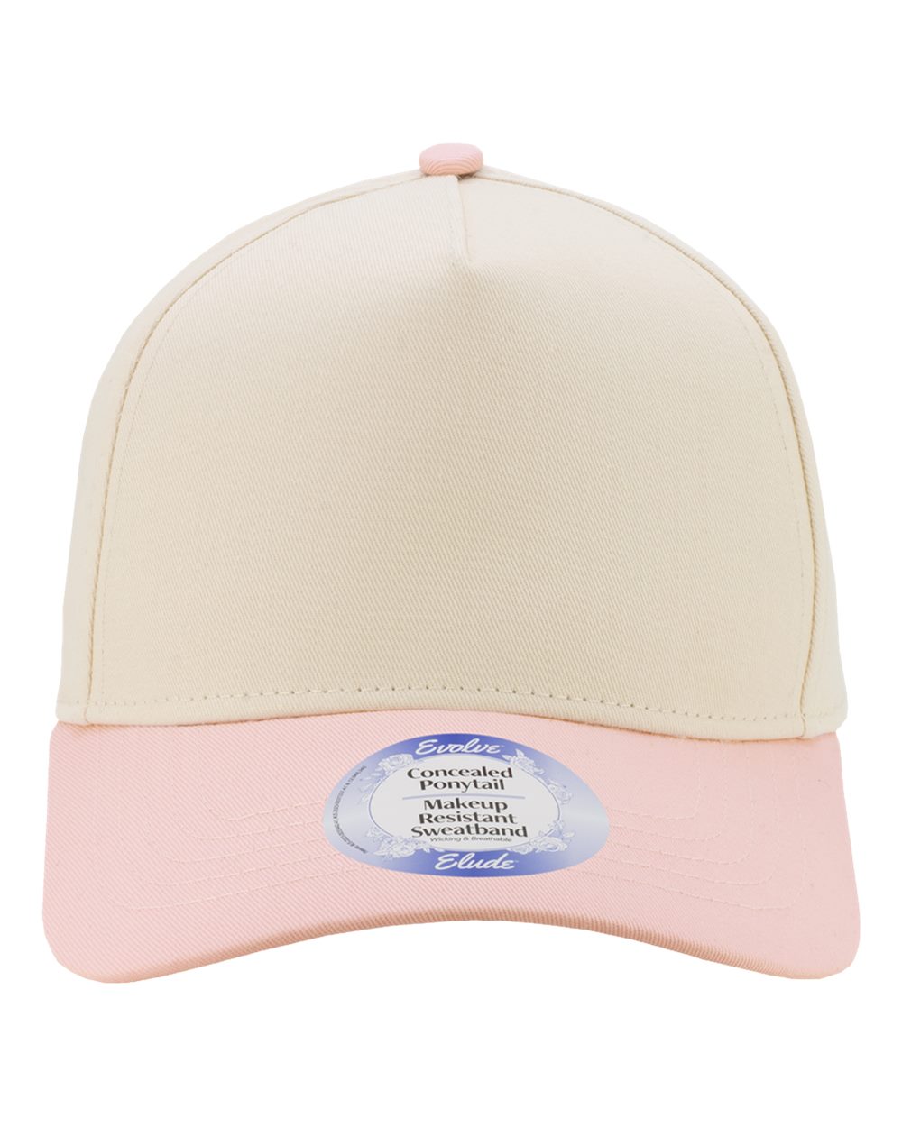 Front View of Ivory/ Peony/ Leopard Camo Women's Two-Tone Five-Panel Cap - COLBIE