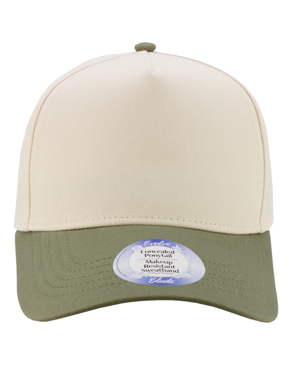 Front View of Ivory/ Sea Turtle/ Leopard Women's Two-Tone Five-Panel Cap - COLBIE