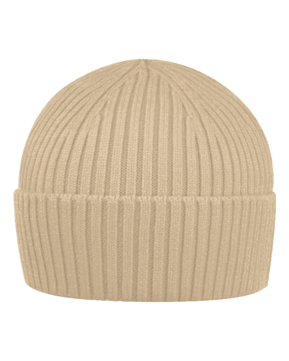 Front View of Ivory Watch Ribbed Beanie - SP55