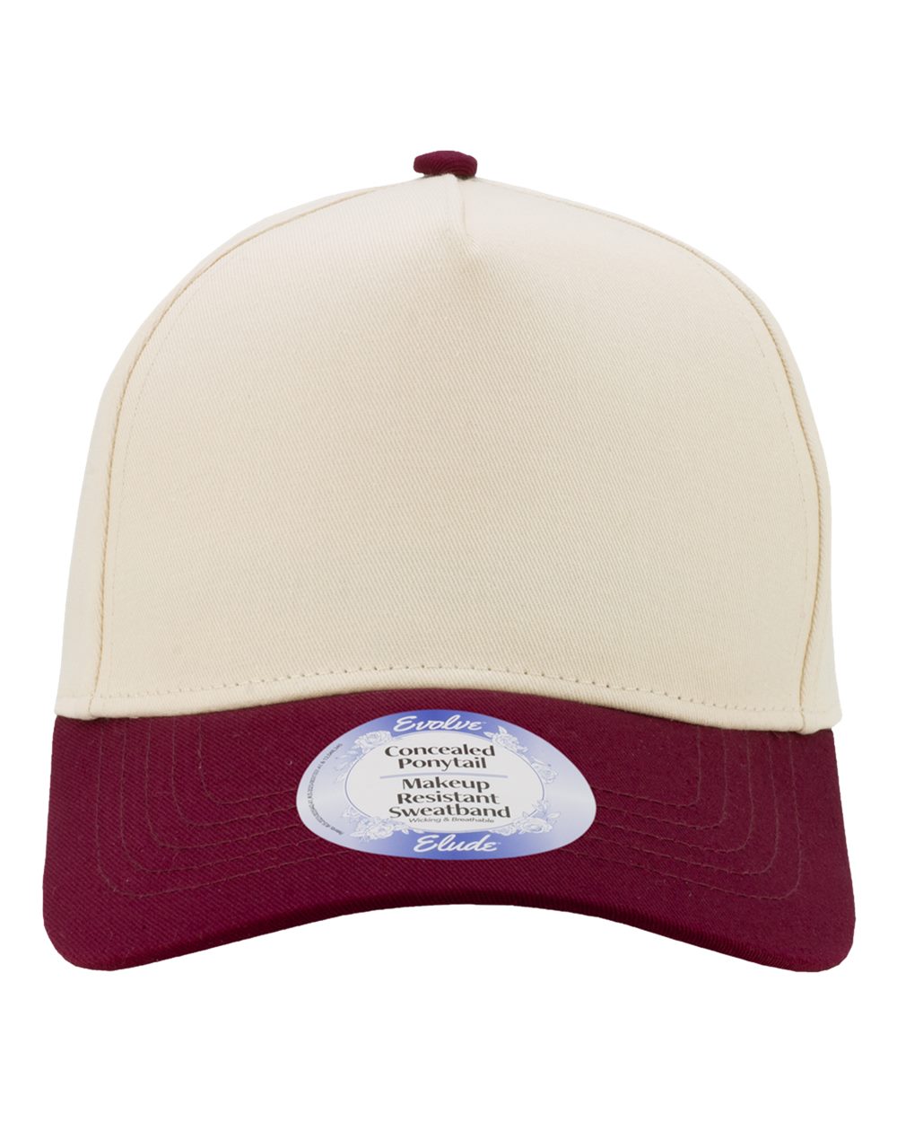 Front View of Ivory/ Wine/ Leopard Women's Two-Tone Five-Panel Cap - COLBIE