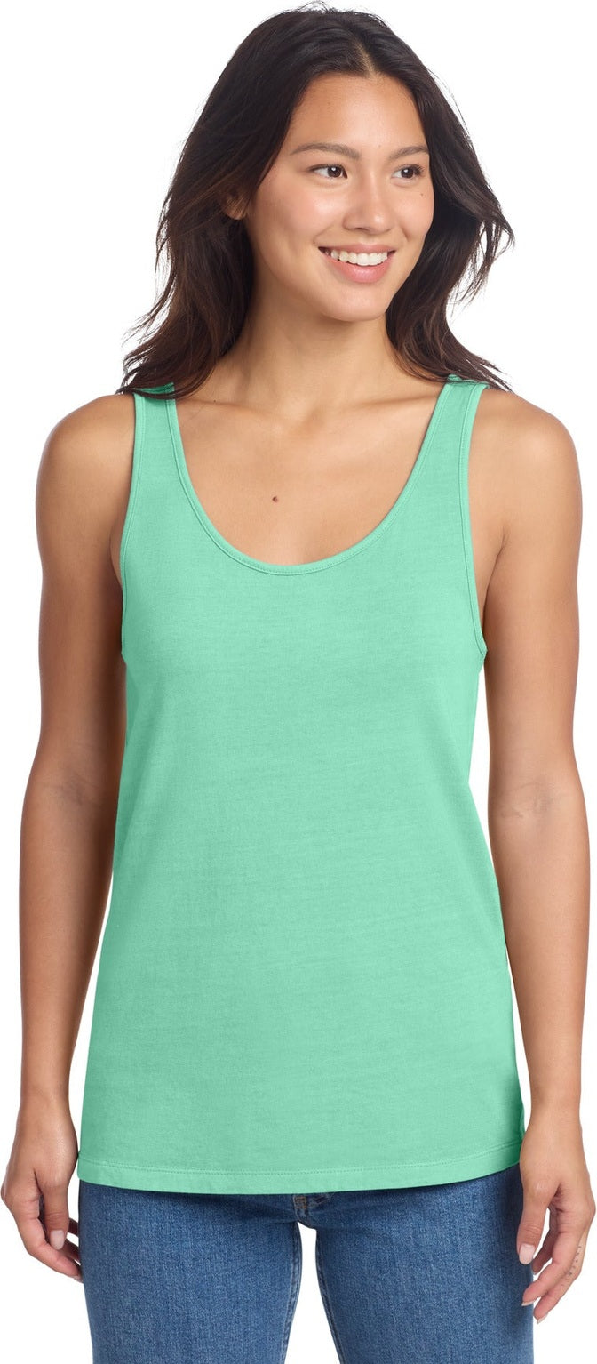 Front View of Jadeite Port & Co Women's Beach Wash Garment-Dyed Tank LPC099TT