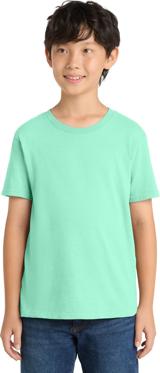 Front View of Jadeite Port & Co Youth Beach Wash Garment-Dyed Tee. PC099Y