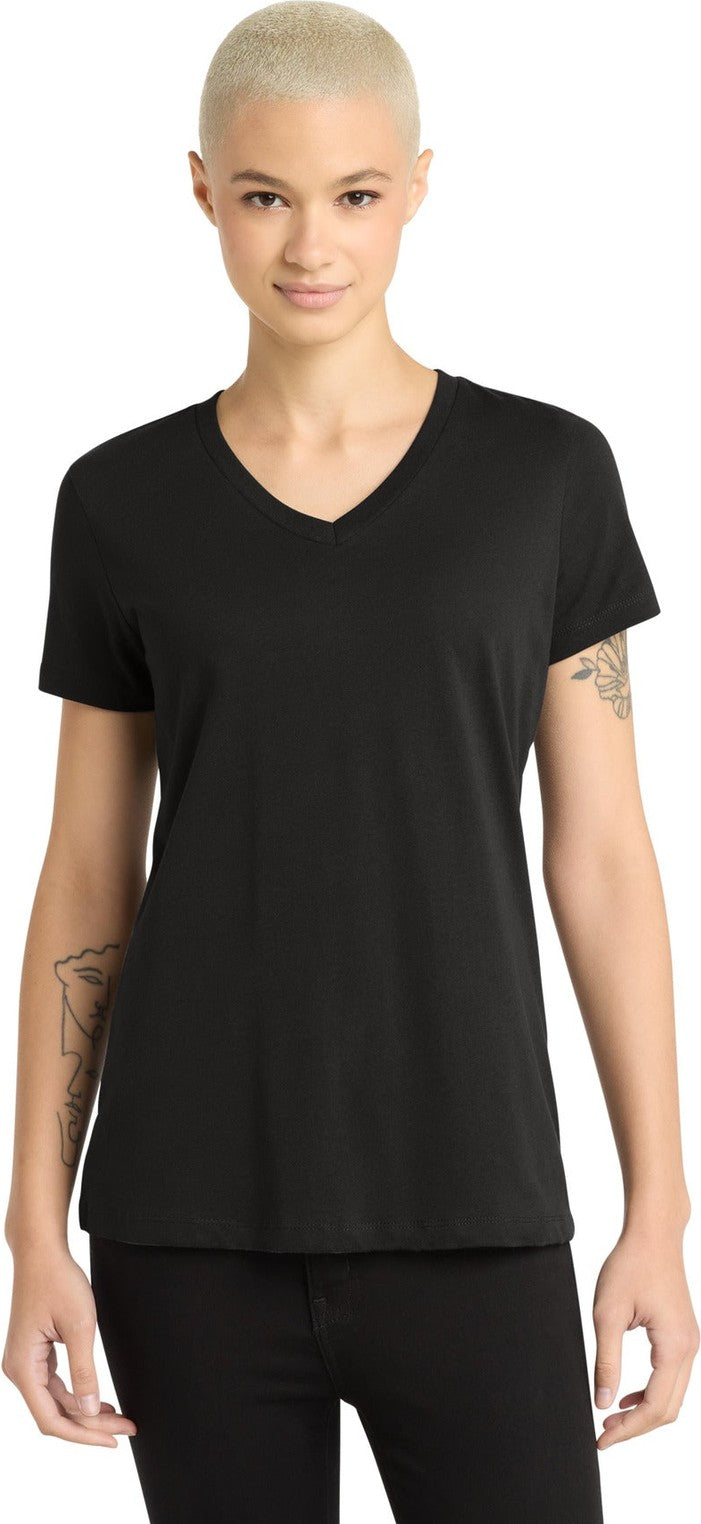 Front View of Jet Black District - Women's Perfect Weight V-Neck Tee. DM1170L