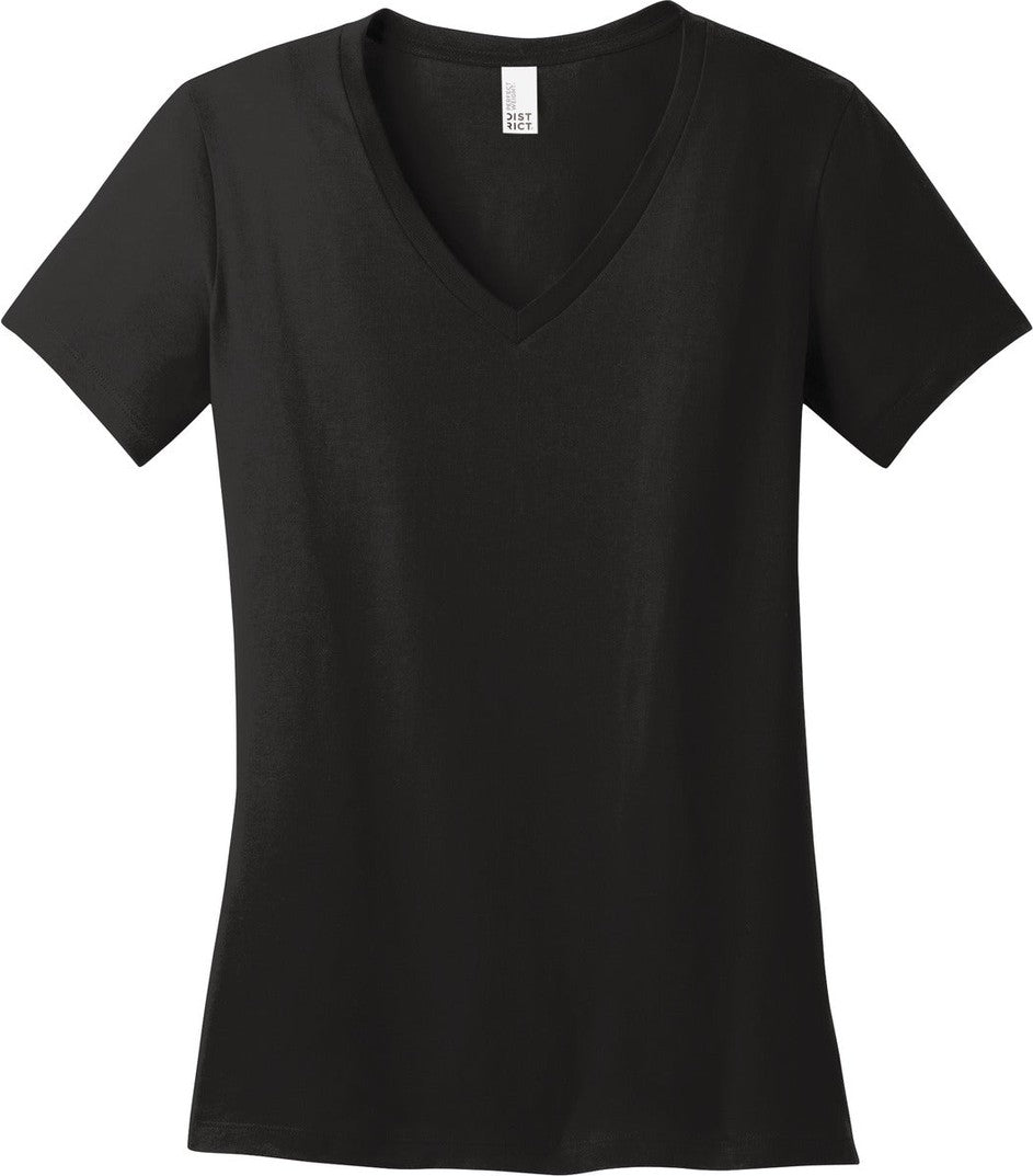 Front View of Jet Black District - Women's Perfect Weight V-Neck Tee. DM1170L