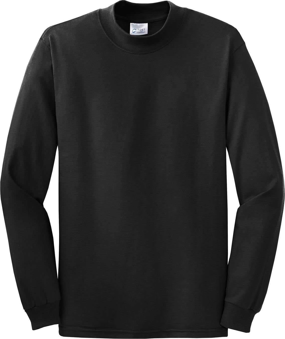 Front View of Jet Black Port & Co Essential Mock Turtleneck. PC61M