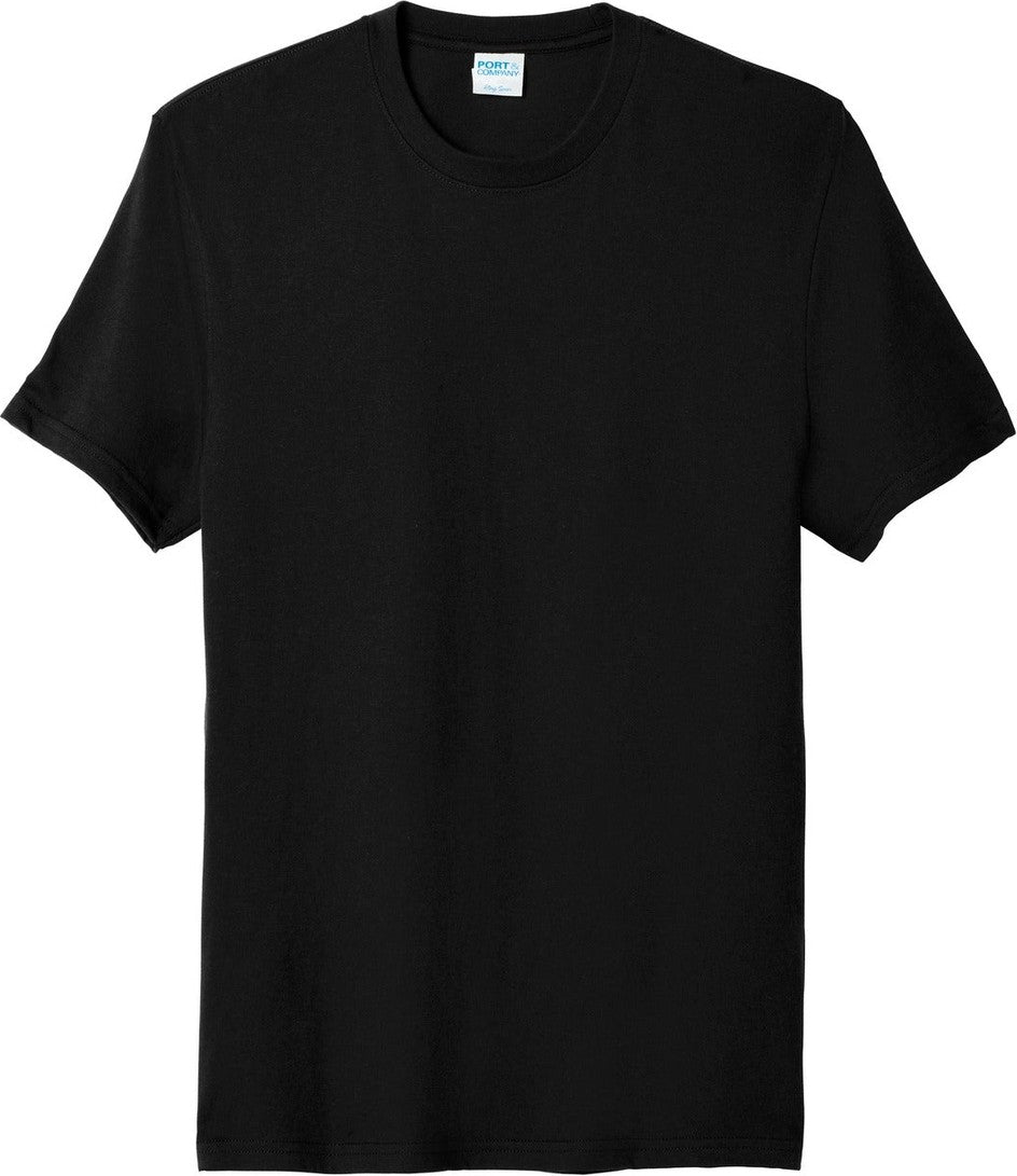 Front View of Jet Black Port & Co Youth Fan Favorite Blend Tee. PC455Y