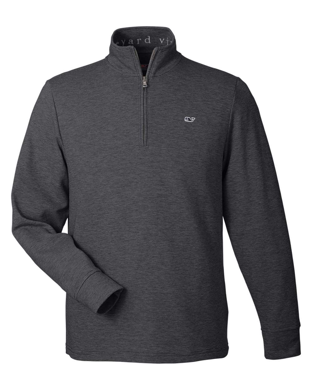 Front View of Jet Black Saltwater Quarter-Zip Pullover - K002708