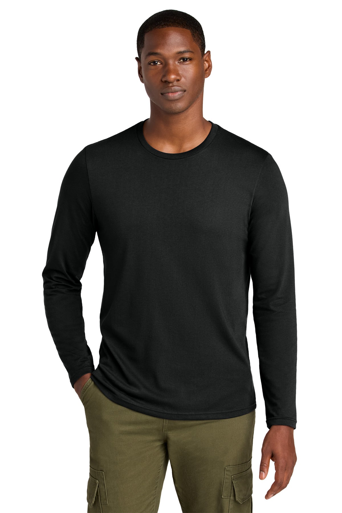 Front View of JetBlack District Perfect Weight CVC Long Sleeve Tee DT185