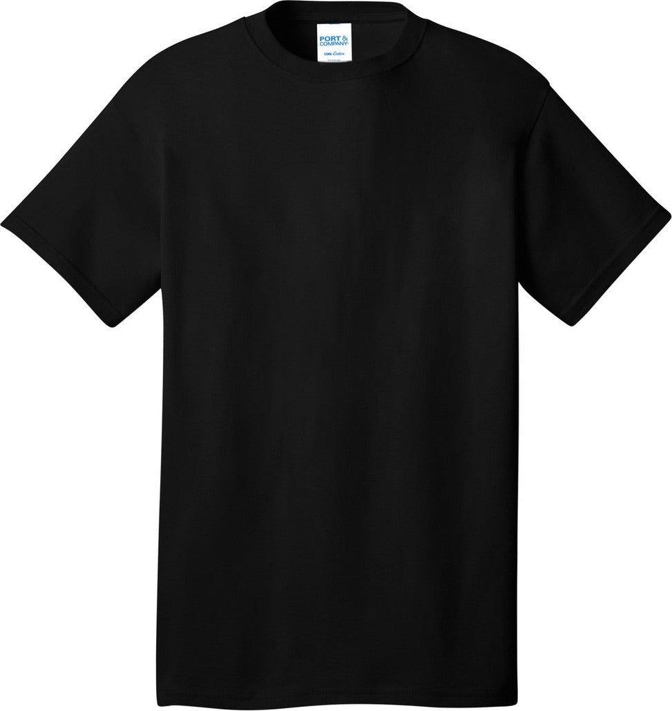 Front View of JetBlack Port & Co Core Cotton DTG Tee PC54DTG
