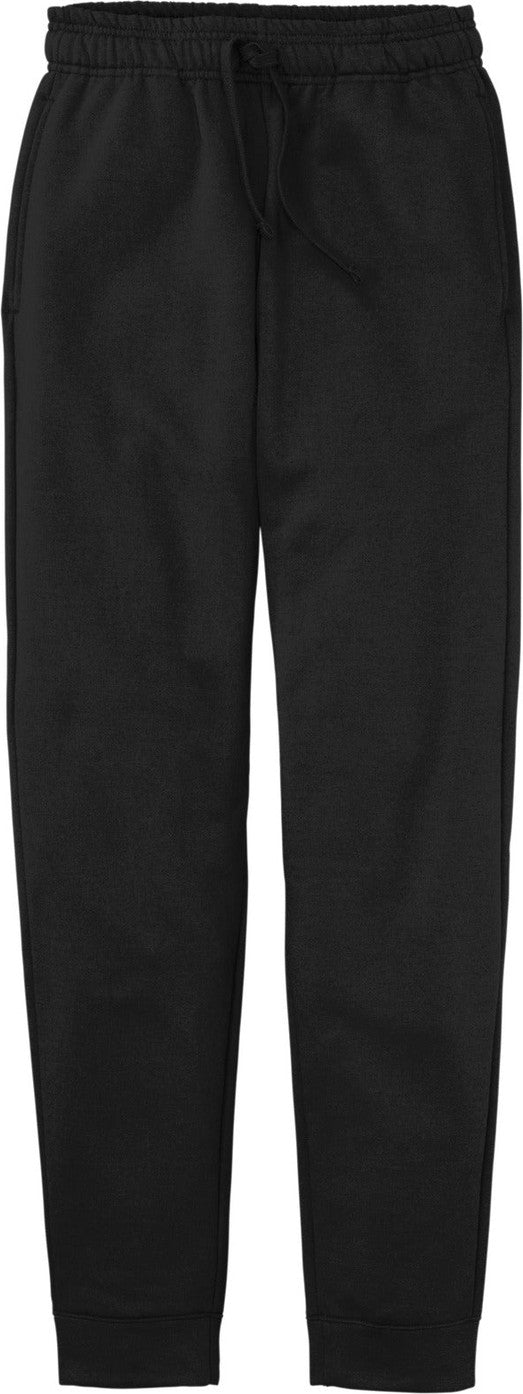 Front View of JetBlack Port & Co Core Fleece Jogger. PC78J