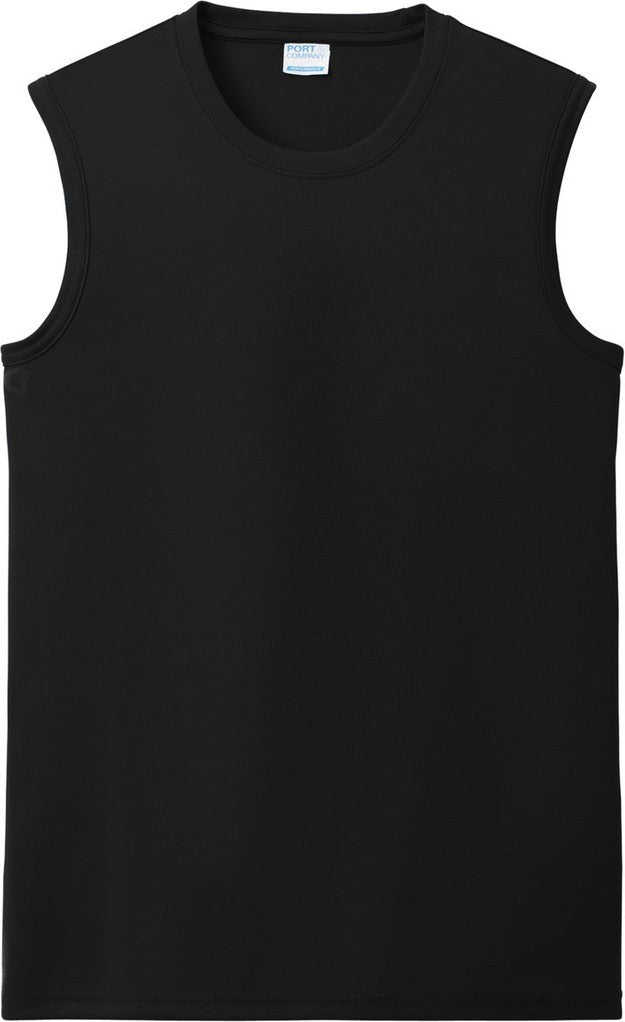 Front View of JetBlack Port & Co Performance Sleeveless Tee PC380SL